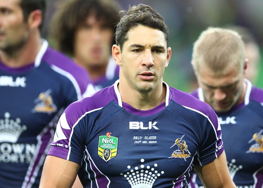 Digital Image by Ian Knight © nrlphotos.com: Billy Slater (Melbourne Storm) NRL, Rugby League, Round 2, Melbourne Storm v Penrith Panthers @ AAMI Park, Melbourne, VIC, Saturday March 14th, 2014. 