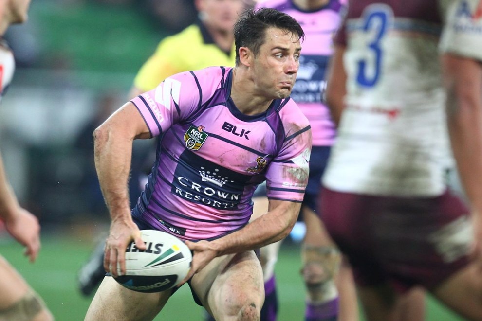 Digital Image by Ian Knight Â© nrlphotos.com: Cooper Cronk (Melbourne Storm) NRL, Rugby League, Round 9, Melbourne Storm v New Zealand Warriors @ AAMI Park, Melbourne, VIC, Saturday May 10th, 2014. 