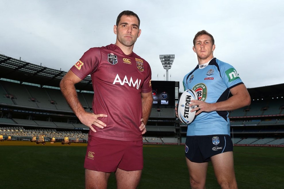 Digital Image by Brett Crockford Â© nrlphotos.com :    Cameron Smith and Ryan Hoffman NRL, Rugby League, Melbourne to host State of Origin and Four Nations, ANZAC Day, Melbourne Storm v New Zealand Warriors @ MCG, Melbourne, VIC, Monday June 2nd, 2014.