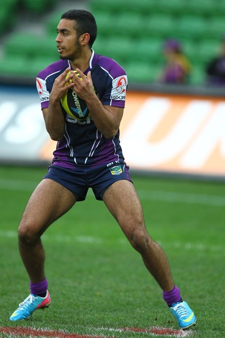 Digital Image by Ian Knight © nrlphotos.com: NYC, Rugby League, Round 19, Melbourne Storm v Canberra Raiders @ AAMI Park, Melbourne, VIC, Saturday July 19th, 2014. 