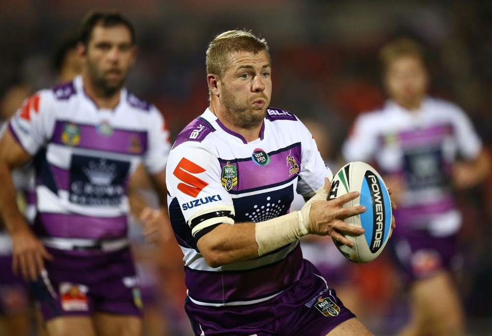 Ryan Hinchcliffe of the Storm during the round 13 NRL match between the Penrith Panthers and the Melbourne Storm at Pepper Stadium on June 6, 2015 in Penrith, Australia. Digital Image by Mark Nolan.
