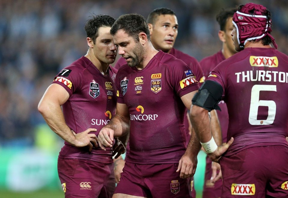 QLD dejected  :Digital Image Grant Trouville Â© NRLphotos  : 2015 State of Origin Game 1 - NSW v QLD at ANZ Stadium, Wednesday the 27th of MAY  2015.