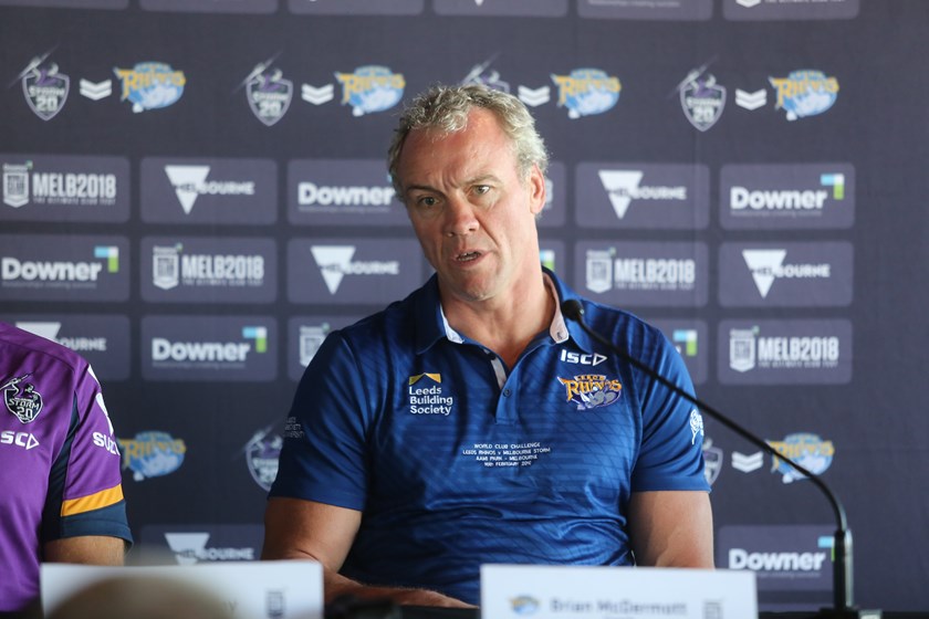 Leeds Rhinos Coach Brian McDermott speaks to the media on Monday afternoon.