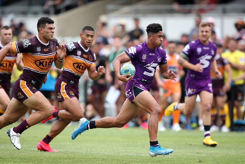 Ieremia on his way to score a try at the NRL Nines comp in February.