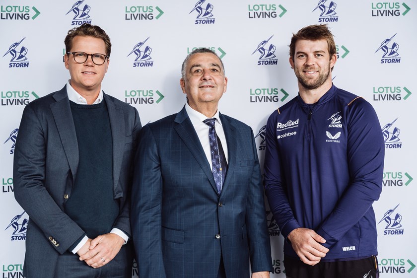 Storm CEO Justin Rodski with Peter Bozzo (Managing Director of Bozzo Group) and Storm Captain Christian Welch.