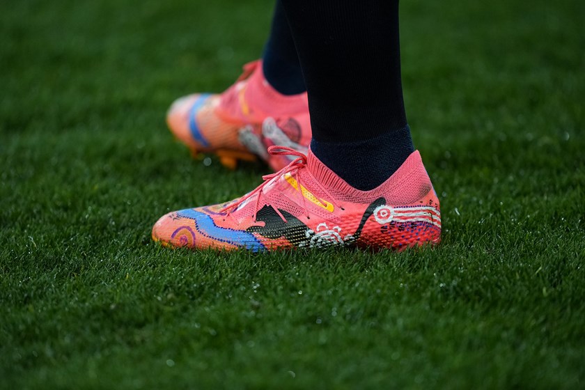 Storm players wore their boots during the match-up with the Raiders on AAMI Park.