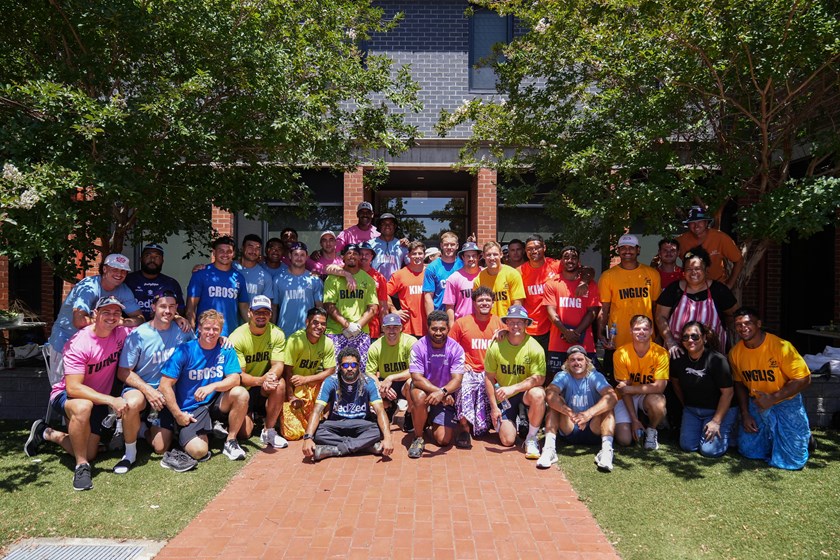 The NRL squad following a food and culture session at Geelong Grammar.