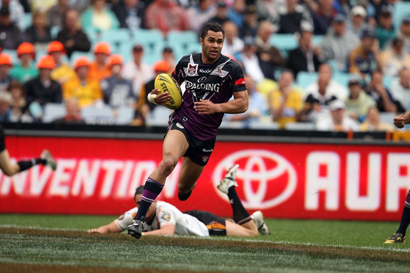 Future Storm and Origin player Justin O'Neill crosses for a try in the 2009 NYC Cup Grand Final.